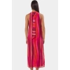 Polyester Şifon Maxi Elbise Dik Yaka Kolsuz Soyut Desen Boy Relaxed Fit Mükemmel Uyum
