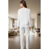 Puantiyeli Kalpli Pamuklu Pijama Takımı Renk 2 Parçalı Uzun Kollu Rahat Kullanım