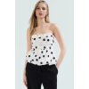 Puantiyeli Straplez Fitted Bluz Terrycotton Kumaş Yazlık Modern Stil Zarifane Tasarım