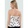 Puantiyeli Straplez Fitted Bluz Terrycotton Kumaş Yazlık Modern Stil Zarifane Tasarım