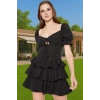 Rahat A Kesim Mini Elbise Kalp Yaka Pamuk Polyester Karışım Mükemmel Uyum Trend Tasarım Uzun Ömürlü