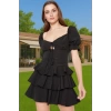 Rahat A Kesim Mini Elbise Kalp Yaka Pamuk Polyester Karışım Mükemmel Uyum Trend Tasarım Uzun Ömürlü