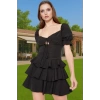 Rahat A Kesim Mini Elbise Kalp Yaka Pamuk Polyester Karışım Mükemmel Uyum Trend Tasarım Uzun Ömürlü