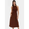 Rahat A Line Crinkle Dokuma Maxi Elbise  Polyester Halter Yaka Kaliteli İşçilik Trend Tasarım