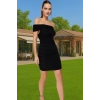 Rahat Bodycon Örme Abiye Kısa Elbise Carmen Yaka Tek Kol Özenle Seçilmiş Özel Tasarım Şık Görünüm