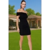 Rahat Bodycon Örme Abiye Kısa Elbise Carmen Yaka Tek Kol Özenle Seçilmiş Özel Tasarım Şık Görünüm