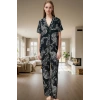 Rahat Ev Giyim %100 Viskon Kaplan Desenli Pijama Takımı Modern Stil Mükemmel Uyum Trend Tasarım