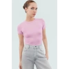 Rahat Günlük Stil Fitted Bluz Vücut Oturan Pamuklu Viskoz Ribana Modern Premium Kalite