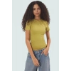 Rahat Günlük Stil Fitted Bluz Vücut Oturan Pamuklu Viskoz Ribana Modern Premium Kalite