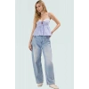 Rahat Kalıp Bluz %66 Polyester %34 Pamuk Kalp Yaka İnce Askılar Günlük Kullanım