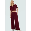 Rahat Kalıp Geniş Paça Örme Takım Kısa Kollu Polo Yaka Trend Tasarım Uzun Ömürlü