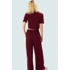 Rahat Kalıp Geniş Paça Örme Takım Kısa Kollu Polo Yaka Trend Tasarım Uzun Ömürlü