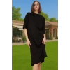Rahat Kesim Bisiklet Yaka Nakışlı Midi Örme Elbise Dayanıklı Malzeme Trend Tasarım Rahat Kullanım