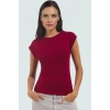 Rahat Kesim Bluz Bisiklet Yaka Viskoz Ribana Kumaş Günlük Stil Trend Tasarım Ve Şık