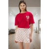 Rahat Kesim Örme Pijama Takımı %100 Pamuk Kısa Kollu Boru Paça Kullanım Konforlu