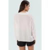 Rahat Kesim Uzun Kollu Bluz Viskon Crinkle Dokuma Nakış Detaylı Şık Görünüm Modern Stil