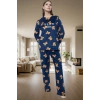Rahat Kışlık Pijama Takımı Polar Kumaş Ayıcıklı Desen Boru Paça Seçkin Malzeme Zarifane Tasarım
