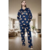 Rahat Kışlık Pijama Takımı Polar Kumaş Ayıcıklı Desen Boru Paça Seçkin Malzeme Zarifane Tasarım