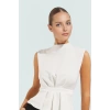 Rahat Kolsuz Bluz Yazlık Dokuma Polyester Karışımlı Trend Tasarım Seçkin Malzeme