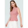 Rahat Kolsuz Bluz Yazlık Dokuma Polyester Karışımlı Trend Tasarım Seçkin Malzeme
