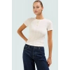 Rahat Örme Bluz Polyester Elastan Karışımı Fitted Kalıp Kısa Kol Kullanım