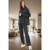 Rahat Örme Pijama Takımı Kapüşonlu Uzun Kollu 2 Parça Kullanım Mükemmel Uyum
