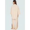 Rahat Oversize Pantolon Takım Keten Karışımlı Gömlek Yaka Plaj ve Günlük Yüksek Kalite