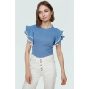 Rahat Pamuklu Örme Bluz Kadın Yazlık Bisiklet Yaka Fitted Basic Kaliteli İşçilik Ve Şık