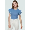 Rahat Pamuklu Örme Bluz Kadın Yazlık Bisiklet Yaka Fitted Basic Kaliteli İşçilik Ve Şık