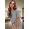 Rahat Pijama Takımı Kaşkorse Örme Kumaş Şeritli Detay Boru Paça Şort Konforlu Kesim