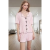 Rahat Pijama Takımı Kaşkorse Örme Yazlık Şortlu Ev Giysisi Dayanıklı Malzeme Konforlu Kesim