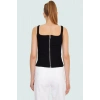 Rahat Stretch Denim Bluz Renk Kalp Yaka Casual Tarz Pamuklu Seçkin Malzeme