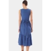 Rahat V Yaka Midi Elbise Polyester Dokuma Kumaş Yazlık Günlük Stil Kullanım İçin