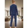 Rahat ve Şık %100 Pamuklu Kalpli Pijama Takımı Kış İçin İdeal Zarifane Tasarım