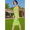 Rahat Ve Şık Askılı Midi Elbise Polyester Elastan Örme Kumaş Kaliteli İşçilik Özenle Seçilmiş