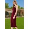 Rahat Ve Şık Askılı Midi Elbise Polyester Elastan Örme Kumaş Kaliteli İşçilik Özenle Seçilmiş