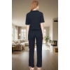Rahat ve Şık Ayıcıklı Homewear Pijama Takımı Polyester Elastan Kumaş Dayanıklı Malzeme