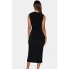 Rahat Ve Şık Bodycon Midi Elbise Örme Kumaş V Yaka Büzgü Detaylar 120 cm Boy