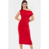 Rahat ve Şık Çok Midi Elbise Kayık Yaka Örme Kumaş Bodycon Konforlu Kesim Zarifane Tasarım