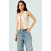Rahat ve Şık Crop Bluz V Yaka Fitted Kalıp Poliviskon Kaşkorse Kumaş Görünüm