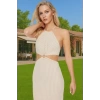 Rahat ve Şık Halter Yaka Maxi Elbise Polyester Karışımlı Yazlık Yüksek Kalite Premium Kalite