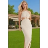 Rahat ve Şık Halter Yaka Maxi Elbise Polyester Karışımlı Yazlık Yüksek Kalite Premium Kalite