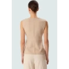 Rahat ve Şık Kruvaze Bluz Polyester Elastan Karışımı V Yaka Kolsuz Seçkin Malzeme