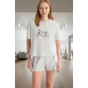 Rahat ve Şık Panda Baskılı 2li Pijama Takımı Kısa Kollu Premium Kalite Dayanıklı Malzeme