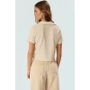 Rahat ve Şık Polyester Bluz Polo Yaka Crop Kesim Yazlık Dayanıklı Malzeme