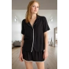 Rahat Viskon Pijama Takımı Şerit Detaylar Yazlık Homewear Ve Şık Özenle Seçilmiş