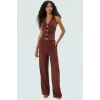 Rahat Viskoz Dokuma Kadın Yelek Pantolon Takım Düşük Bel Geniş Paça Yazlık Modern Stil