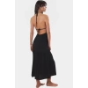 Rahat Viskoz Maxi Elbise Örme Kumaş Bisiklet Yaka Cut Out Detaylı Plaj Şıklığı Modern Stil