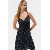 Rahat Viskoz Mini Elbise V Yaka Düğmeli Shift Kalıp Günlük Kullanım İçin Modern Stil