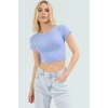 Rahat Viskoz Ribana Kumaş Çizgili Crop Bluz Fitted Günlük Stil Trend Tasarım Konforlu Kesim